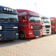 Lorries parked in a row